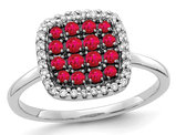 2/5 Carat (ctw) Natural Ruby Cluster Ring in 14K White Gold